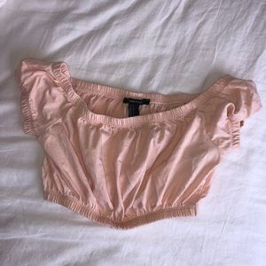 pink off-the-shoulder crop top